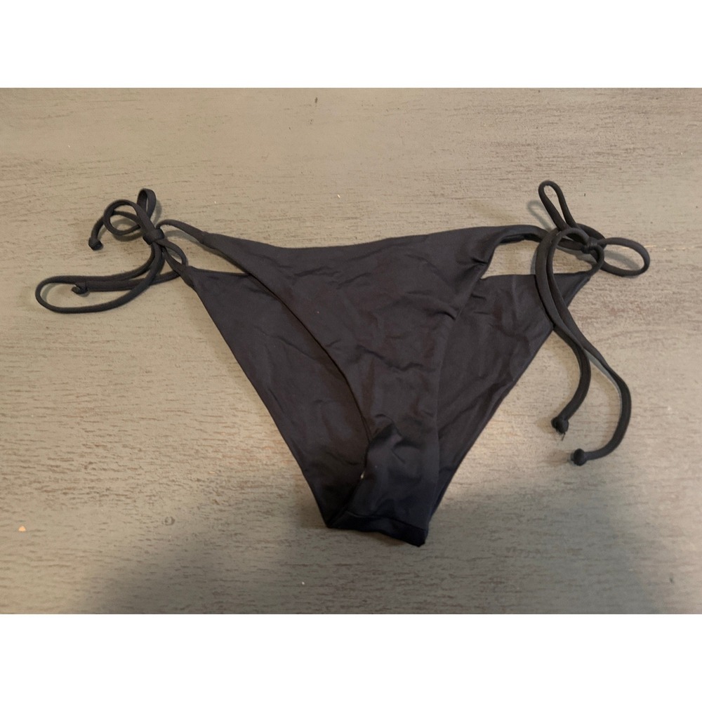 L Space Black Side Tie Bikini Bottom Swimwear Small Made in USA